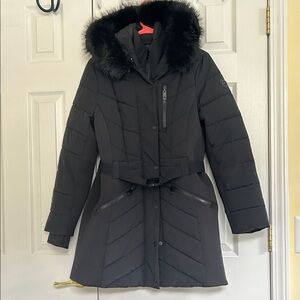 Michael Kors Black Puffer Coat with Fur Hood
